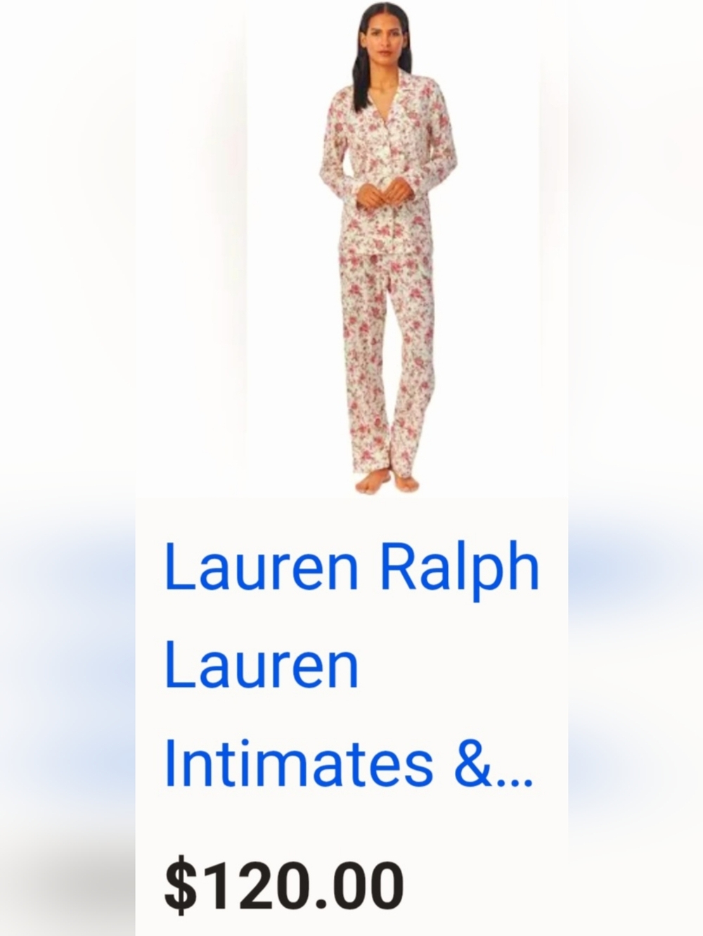 Ralph Lauren Pink Paisley Cotton Blend 2-pc. Pajamas Set LRL Embroidery Medium - Picture 10 of 16